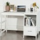Modern white computer desk featuring a side view with a shelf and decorative items, perfect for stylish organization.