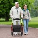 Folding rollator walker with 8-inch wheels, adjustable height, and a comfortable seat for seniors and those with.