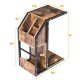 C-Shape snack end table with storage compartments, made of particle board and metal frame, ideal for living room.