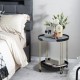 Round side table with removable tray, grey dolomite top, and golden metal frame, perfect for small spaces or as a.
