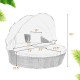Dimension chart of the outdoor rattan daybed with retractable canopy, showcasing size specifications for optimal.