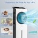 Evaporative air cooler in white with 3 wind modes and 24 speeds, ideal for customizable airflow in any room.