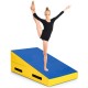 Incline wedge ramp gymnastics mat with blue surface, designed for safe training and improving kids' physical abilities.