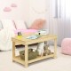 Natural pine wood kids activity play table with removable top and double storage for toys and books, ideal for learning.