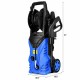 Electric pressure washer in blue with hose reel, 2030 PSI, ideal for cleaning patios, cars, and outdoor surfaces.