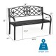 Heavy-duty 50-inch metal garden bench with modern backrest, powder-coated steel, for outdoor seating in gardens or.