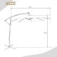 10 ft solar-powered LED patio offset umbrella with 360° rotation, beige weather-resistant fabric and aluminum rod.