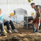 Foldable outdoor BBQ grilling table with windscreen, gray aluminum, featuring multi-function shelves for camping and.