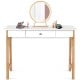 White computer desk with rubberwood legs, large drawer, and smooth finish, perfect for home offices or study rooms.