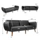 Black 3 seat convertible sofa bed with adjustable backrest, ergonomic design, ideal for small apartments and versatile.