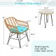 Cushioned rattan chair and round coffee table set in turquoise, perfect for outdoor patio relaxation and entertaining.