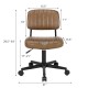Brown PU leather adjustable office chair with backrest, featuring a minimalist design and smooth-rolling casters for.