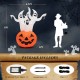 Inflatable Halloween decoration featuring 6-foot ghosts and a pumpkin, ideal for outdoor parties and yard displays.