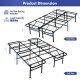Folding steel platform bed frame in twin and full sizes, featuring 660 lbs capacity and tool-free assembly for easy.