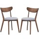 Set of 2 dining chairs with upholstered curved back, rubber wood legs, perfect for living room or dining area.