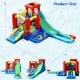 Colorful 9-in-1 inflatable kids water slide bounce house with slide, ball pit, and water cannon for outdoor fun.