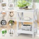 White 3-tier nightstand with X-design, featuring storage shelves, perfect for living room or bedroom decor.