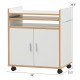 Rolling kitchen island on wheels with removable shelf, towel rack, and compact design for small spaces.