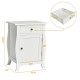 White wooden accent end table with drawer and cabinet, featuring wave-shaped bottom, perfect for stylish storage.
