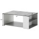 Gray coffee table with storage shelves, made of P2 certified MDF, perfect for living room or office use.
