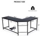 L-shaped corner computer desk in black with adjustable footpads, spacious countertop, and separate CPU stand for.