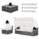 6-piece patio rattan furniture set with retractable canopy, featuring adjustable foot pads and waterproof cushions for.