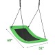 Curved green platform tree swing measuring 60" x 32" with adjustable ropes, perfect for kids and adults in backyards.