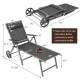 Side view of the adjustable patio folding chaise lounge chair with wheels, highlighting the lightweight aluminum frame.