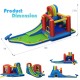 Side view of the inflatable kid bounce house with climbing wall and water slide, made of puncture-resistant 420D oxford.