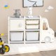 Toddler truck storage organizer in beige with 2 large bins and removable drawers, perfect for kids' room organization.