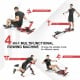 4-in-1 folding rowing machine in abdominal mode, featuring adjustable seat and sturdy steel frame for diverse home.