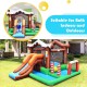 Inflatable kids bounce house with slide and climbing wall, made of oxford cloth, for indoor and outdoor fun.