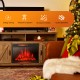 28-inch electric fireplace with realistic flame effect, remote control, and energy-saving features for cozy indoor.