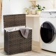 Brown 10L 3-section laundry hamper with removable liner bag and handles, perfect for sorting clothes in style.