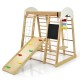 Wooden 8-in-1 indoor playground climbing gym with slide, swing, and climbing features for children, supporting up to.
