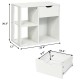 3-tier side table in white with open shelf and large drawer, perfect for storage in living room or bedroom.