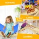 3-in-1 kids climber set featuring a wooden arch, ramp for sliding, and blue mat for versatile play and safe fun.