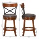Set of 2 Bar Stools 360-Degree Swivel Dining Bar Chairs with Rubber Wood Legs - Gallery View 5 of 12