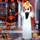 6-foot Halloween inflatable ghost with pumpkin, LED lights, and scary expression for outdoor decor.