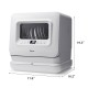 Portable countertop dishwasher with 7.5L water tank, 5 programs, and compact design for easy dish cleaning and drying.