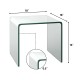 Tempered glass waterfall end table, 18x18x16 inches, with non-slip pads, ideal for minimalist living room or office use.