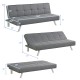 Convertible 3-seat sofa bed in gray linen fabric, adjustable to 3 angles, ideal for small living spaces.