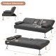 Convertible folding futon sofa bed in dark gray with adjustable positions and removable armrests, ideal for compact.