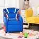 Kids leather recliner chair in blue with adjustable backrest and footrest, perfect for reading or napping.
