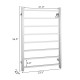 Wall-mounted electric towel warmer with 8 square bars, made of 304 stainless steel, ideal for space-saving drying.