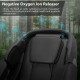 Electric zero gravity massage chair in black featuring a negative oxygen ion function for enhanced relaxation and.