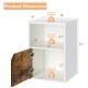 Dimensions of a white nightstand set with open shelf and cabinet, supporting 66 lbs per shelf for versatile storage.