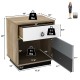 Nightstand with drawer and cabinet, engineered wood, industrial design, ideal for bedroom or living room storage.