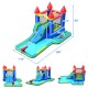 Kids inflatable bounce house water slide with castle design, large pool, slide, and colorful ocean balls for outdoor.