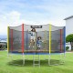 Vibrant 14 feet trampoline with safety enclosure net, showcasing kids jumping joyfully for fun and exercise outdoors.